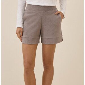 PACT Organic Airplane Pull On Shorts Women Medium Taupe Lagenlook Minimalist